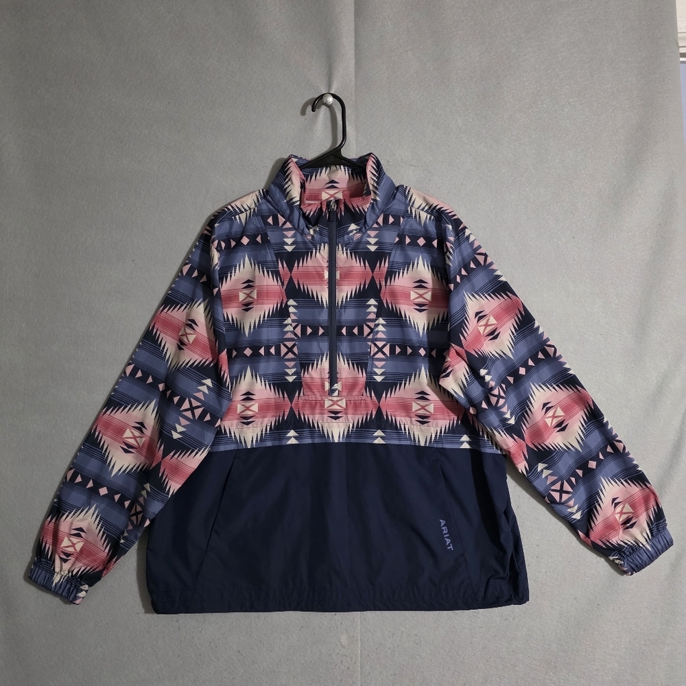 NWOT Ariat Serrano Print Whisper Pullover Rain Jacket Southwestern Size Large